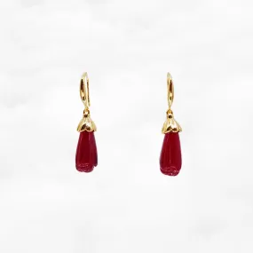 Red Jade Orchid Earrings