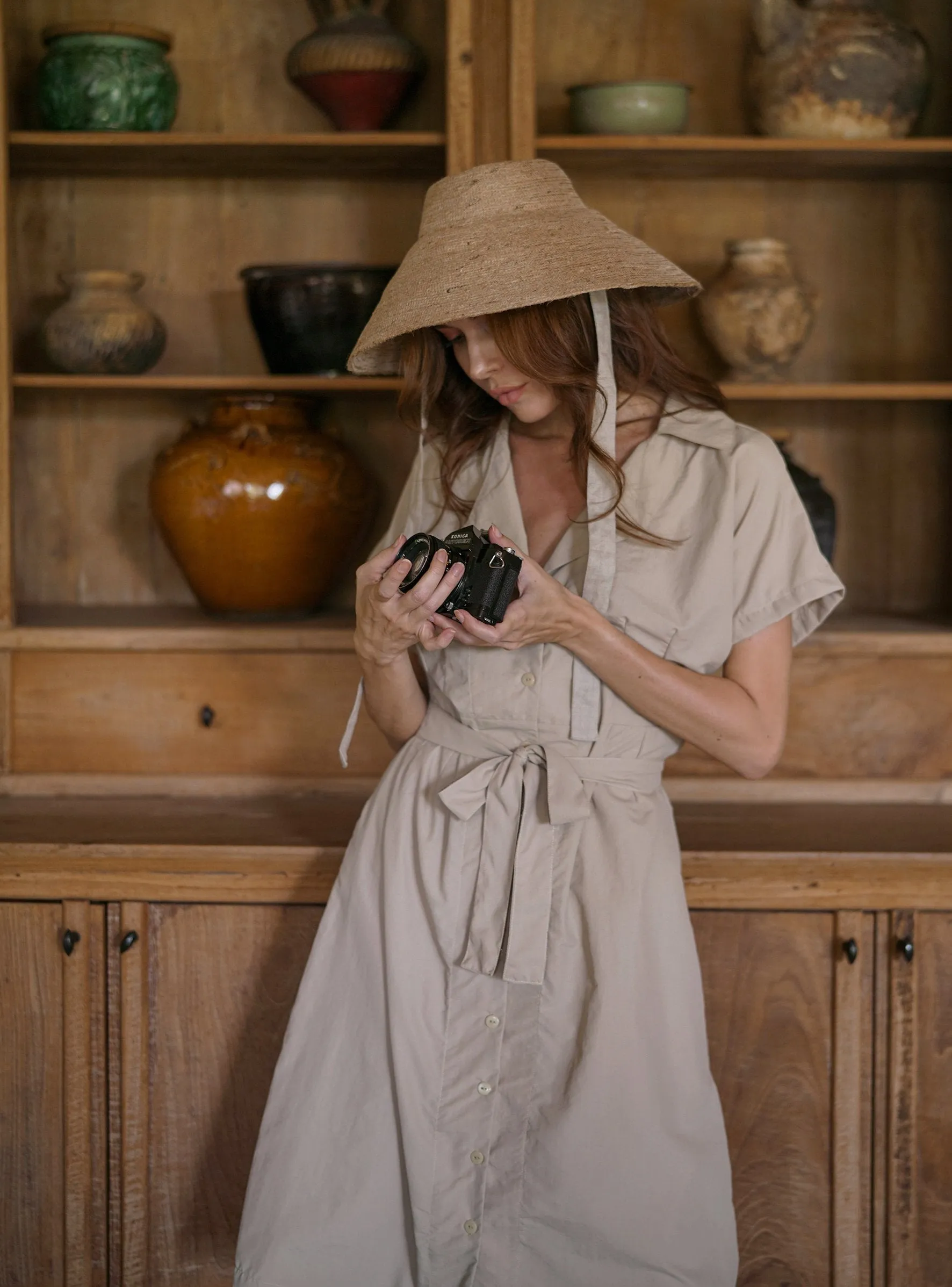 REIGN Jute Straw Hat, in Nude Beige