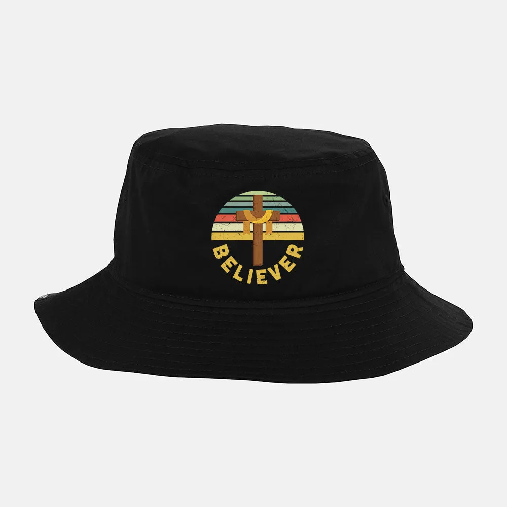 Retro Believer Cross Jesus My Lord Savior Christian Faith Bucket Hat