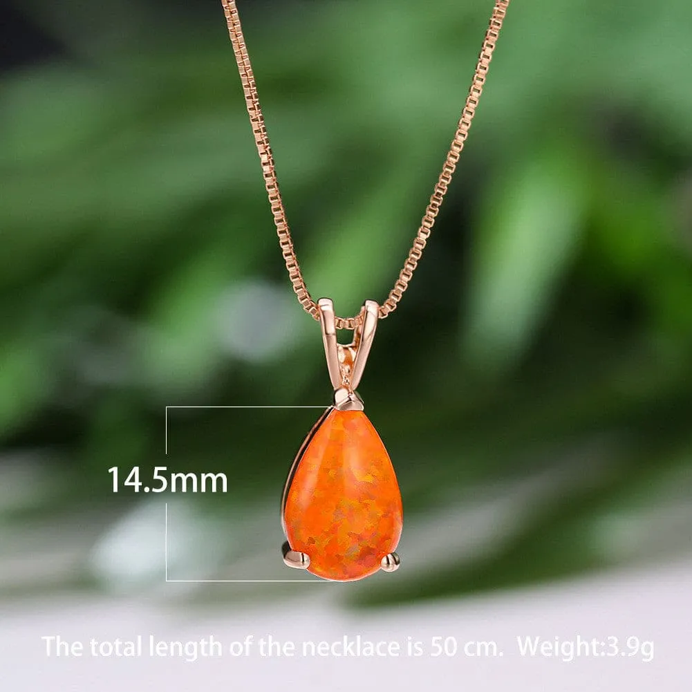 Rhinestone Water Drop Geometry Pendant Necklace