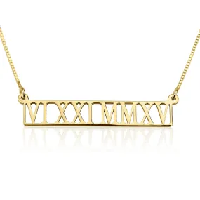 Roman Numeral Cut Out Necklace