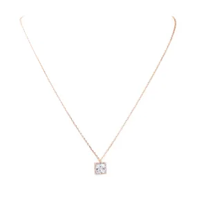 Rose Gold Princess Cut CZ Pendant Necklace