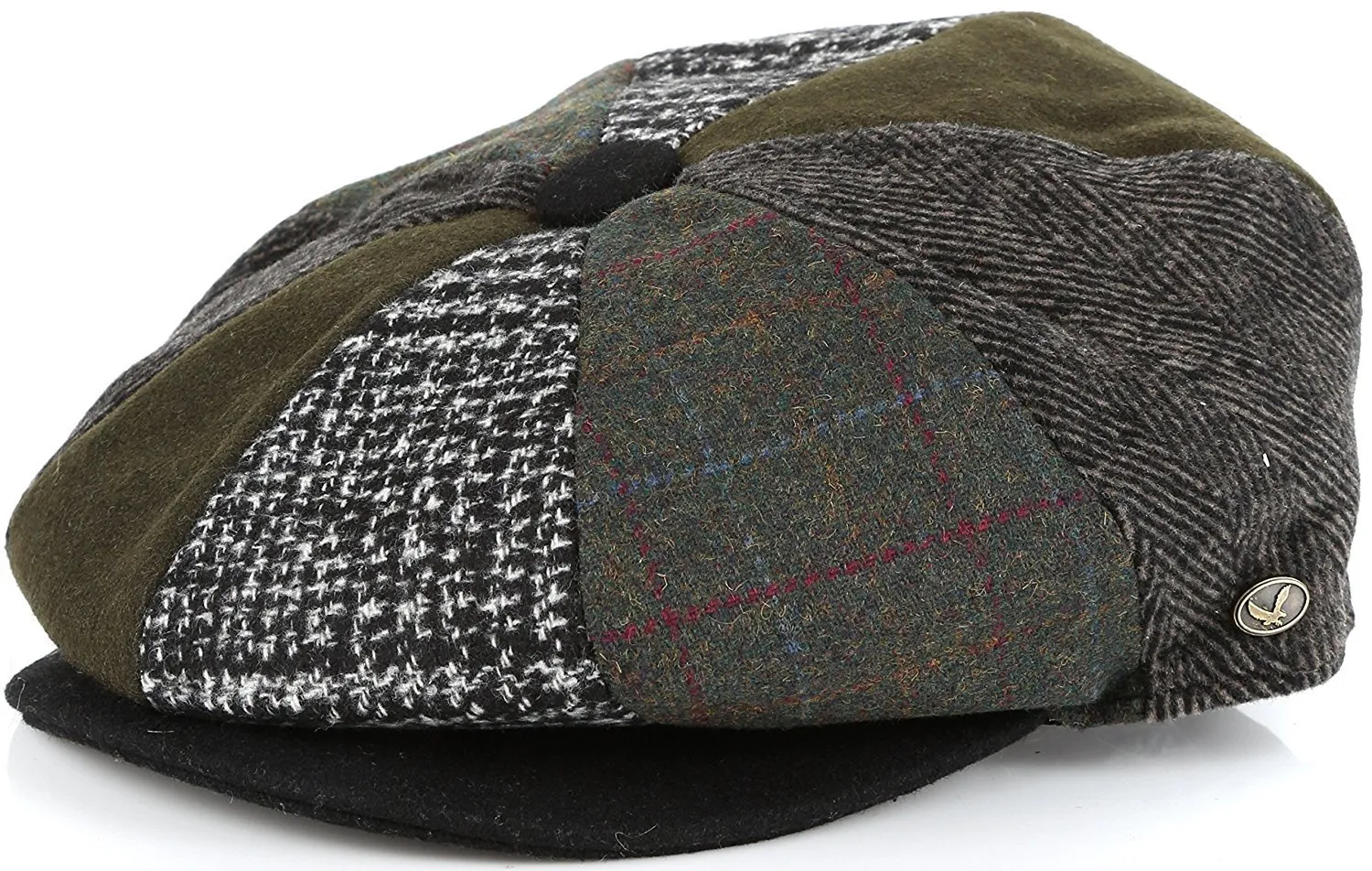 Sakkas Jay Gatsby 8 Panel Wool Newsboy Paperboy Snap Brim Cap Hat