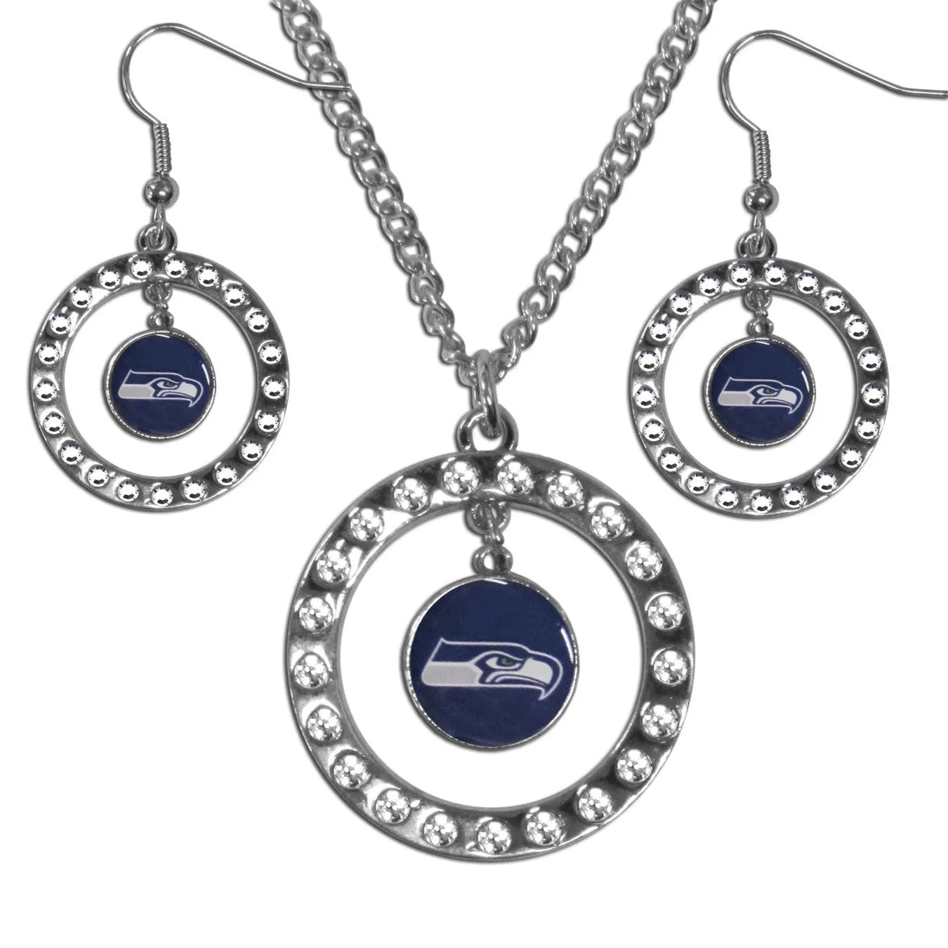 Seattle Seahawks Rhinestone Hoop Jewelry Set