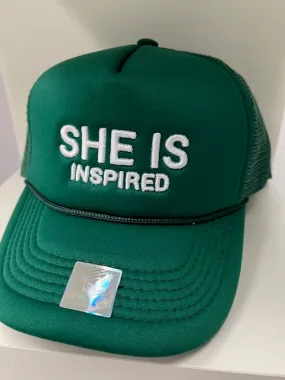 SHE IS INSPIRED trucker hat