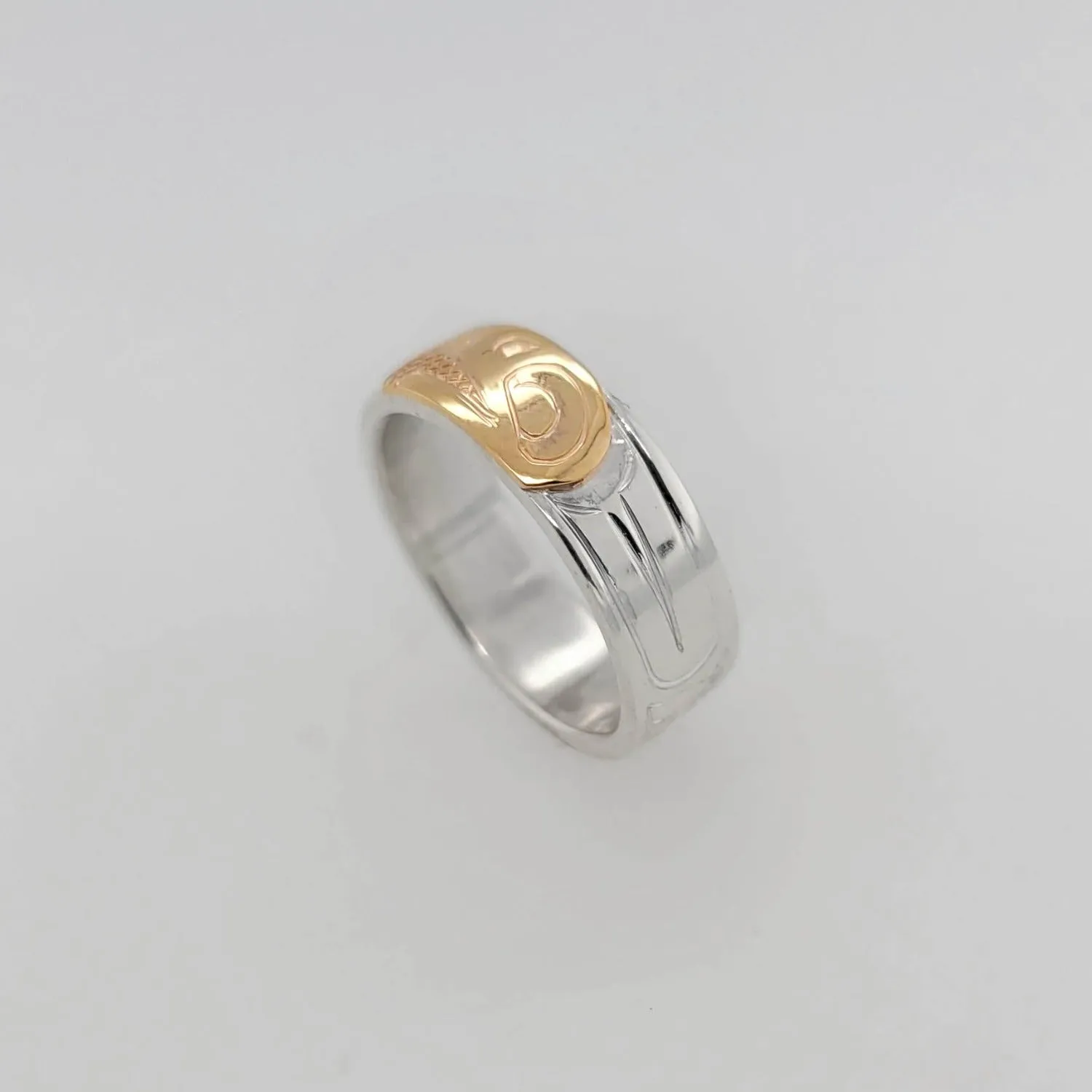 Silver 1/4" Band with Gold Eagle