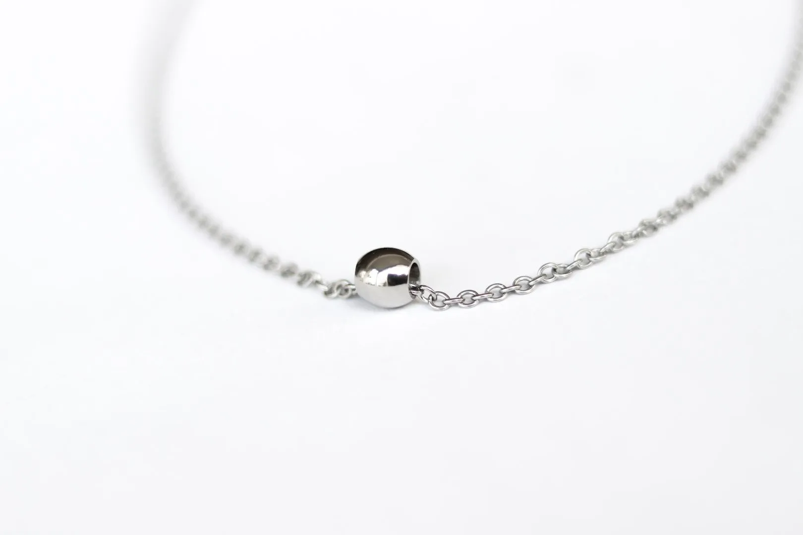 Silver bead chain necklace for men, waterproof jewelry, gift for him