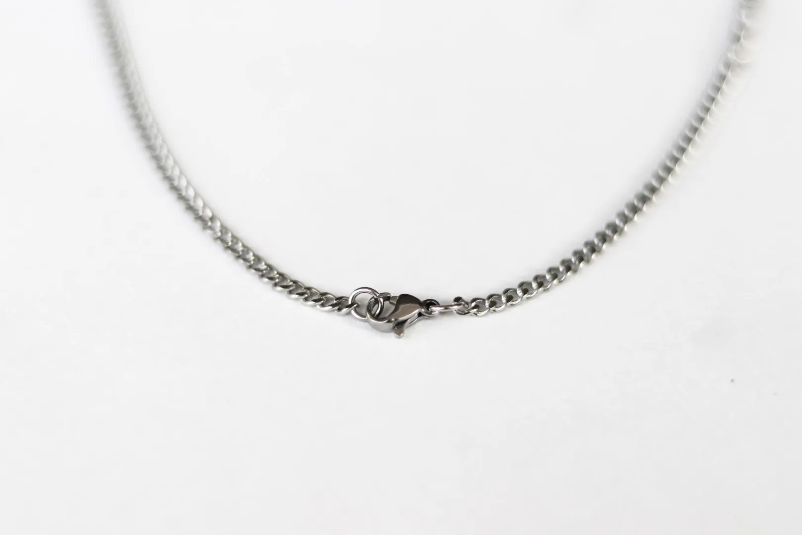 Silver link chain necklace for men, stainless steel, waterproof, gift for him