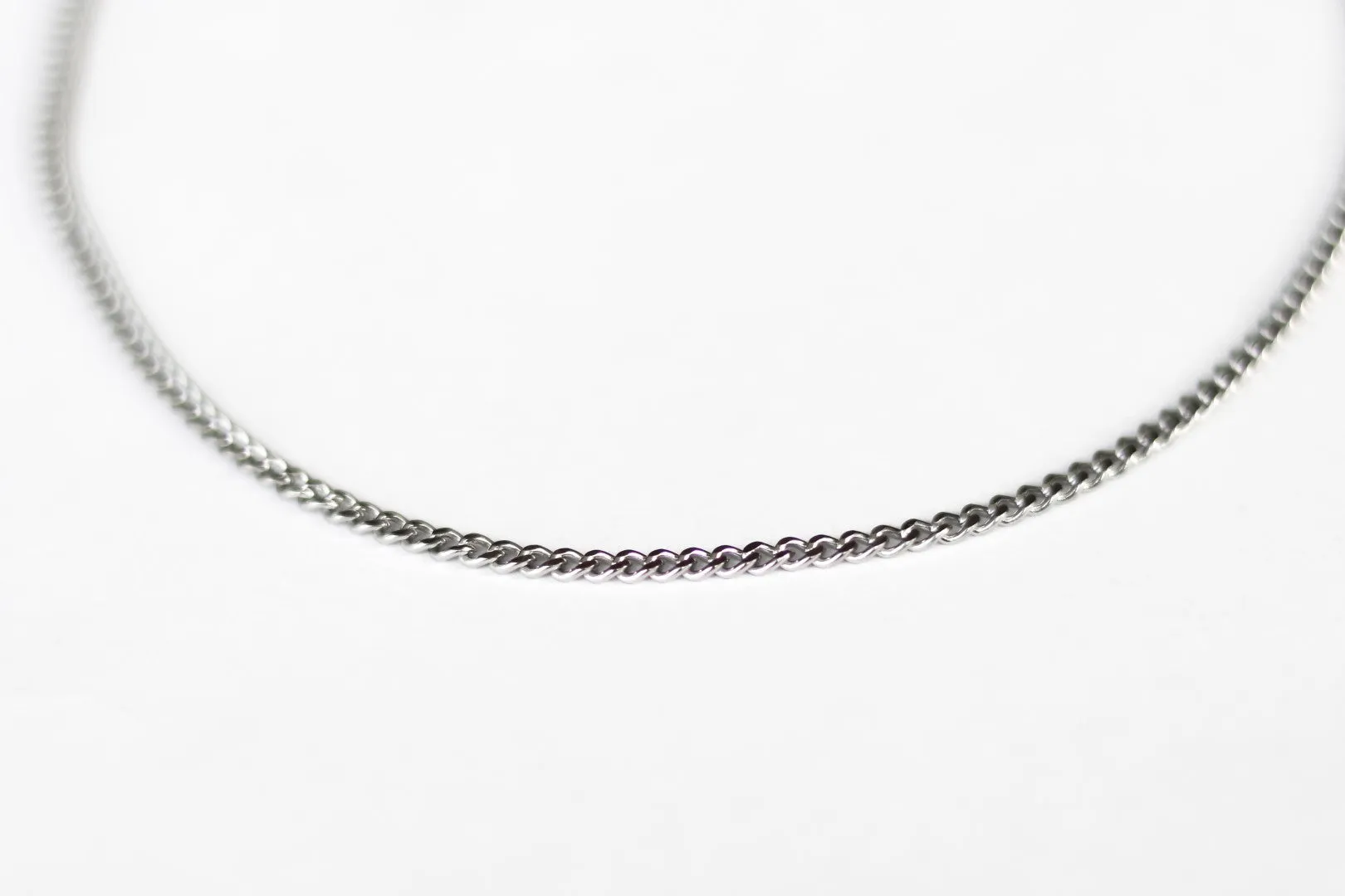 Silver link chain necklace for men, stainless steel, waterproof, gift for him