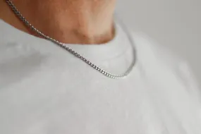 Silver link chain necklace for men, stainless steel, waterproof, gift for him