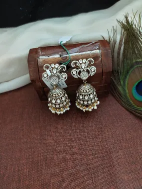 Silver Monzonite Jhumki With the White Pearls