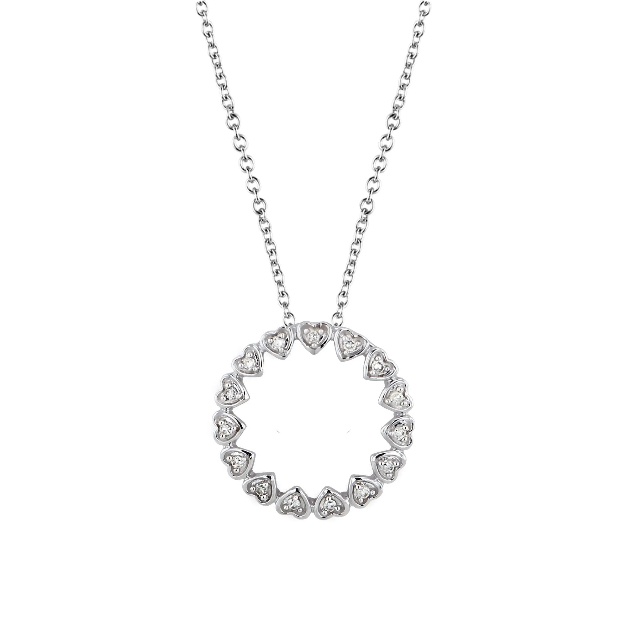 Silver Ring of Hearts Diamond Necklace