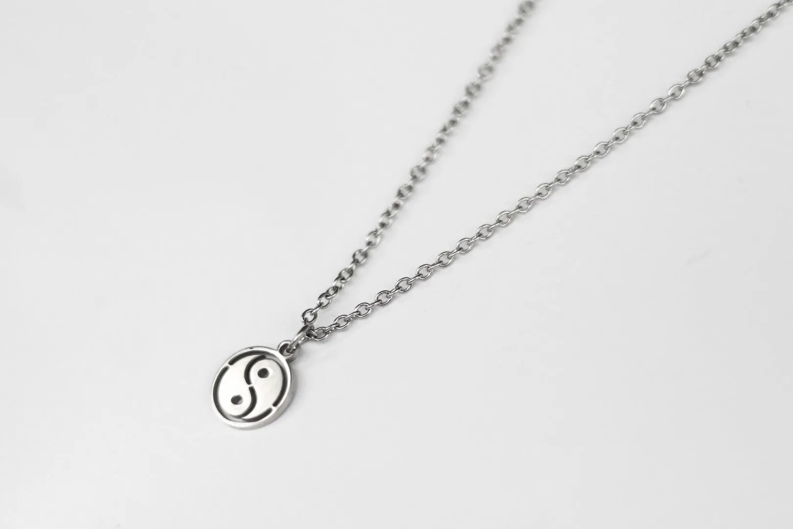 Silver Yin Yang necklace for men, stainless steel chain necklace, waterproof jewelry, gift for him