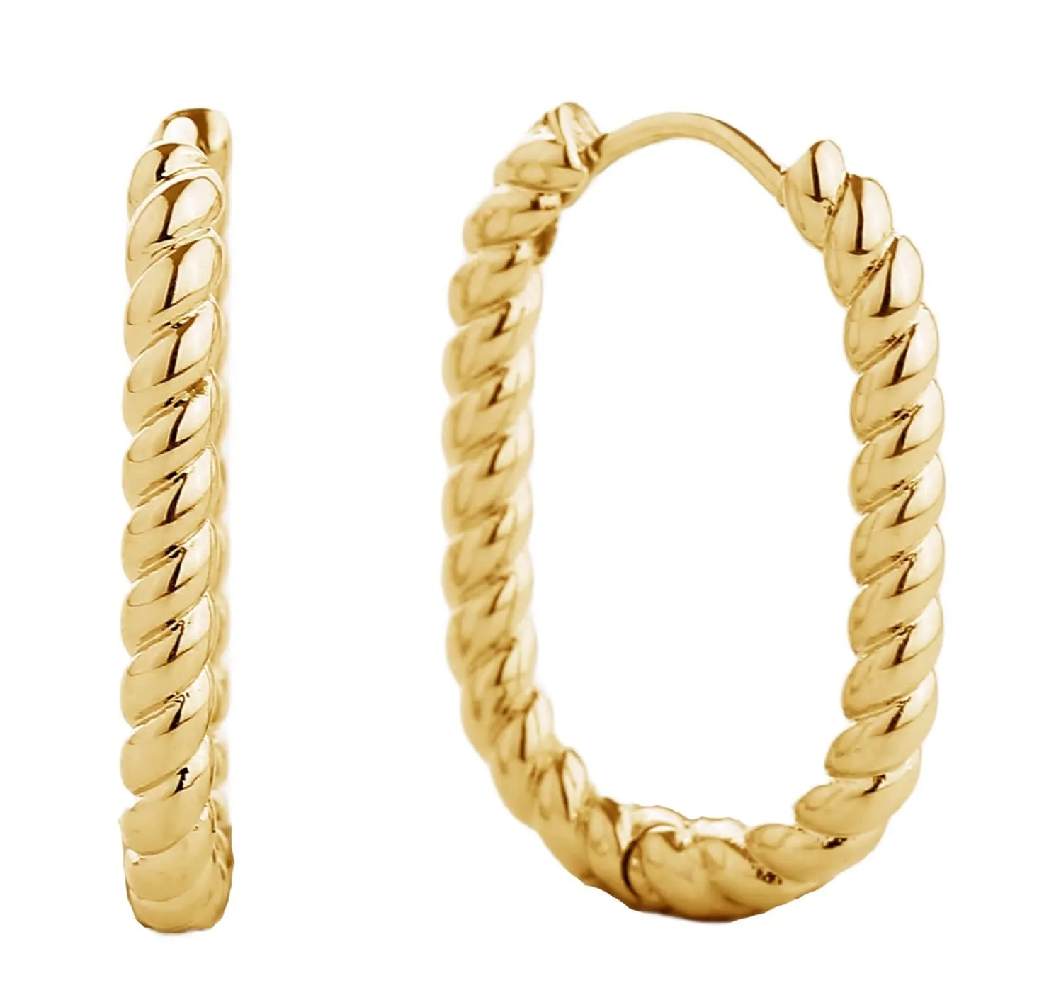 SJE310288 14K Dipped Twist Square Hoop Earrings