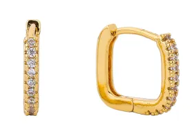 SJE310360 14K Dipped CZ Rounded Square Huggie Earrings