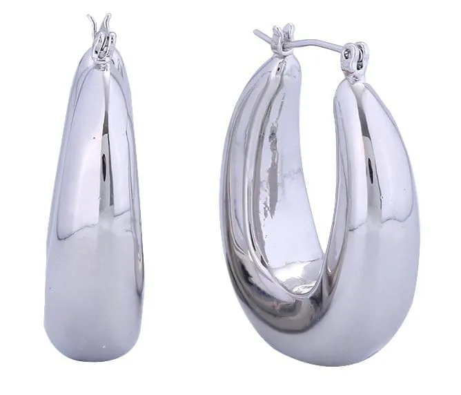 SJE311102 14K Dipped Halo Oval Chunky Hoop Earrings