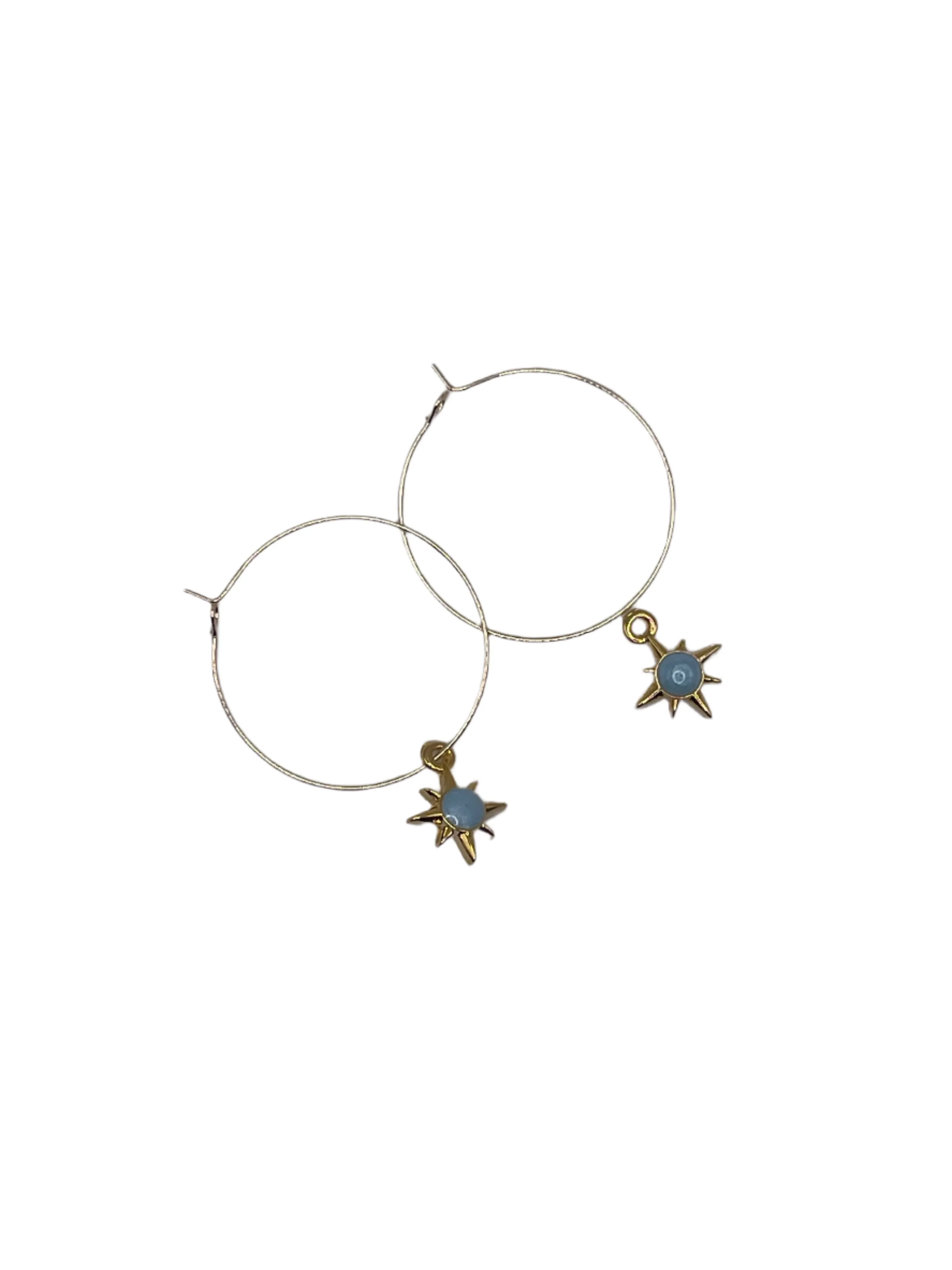 Sky Blue Jade Star Hoop Earrings