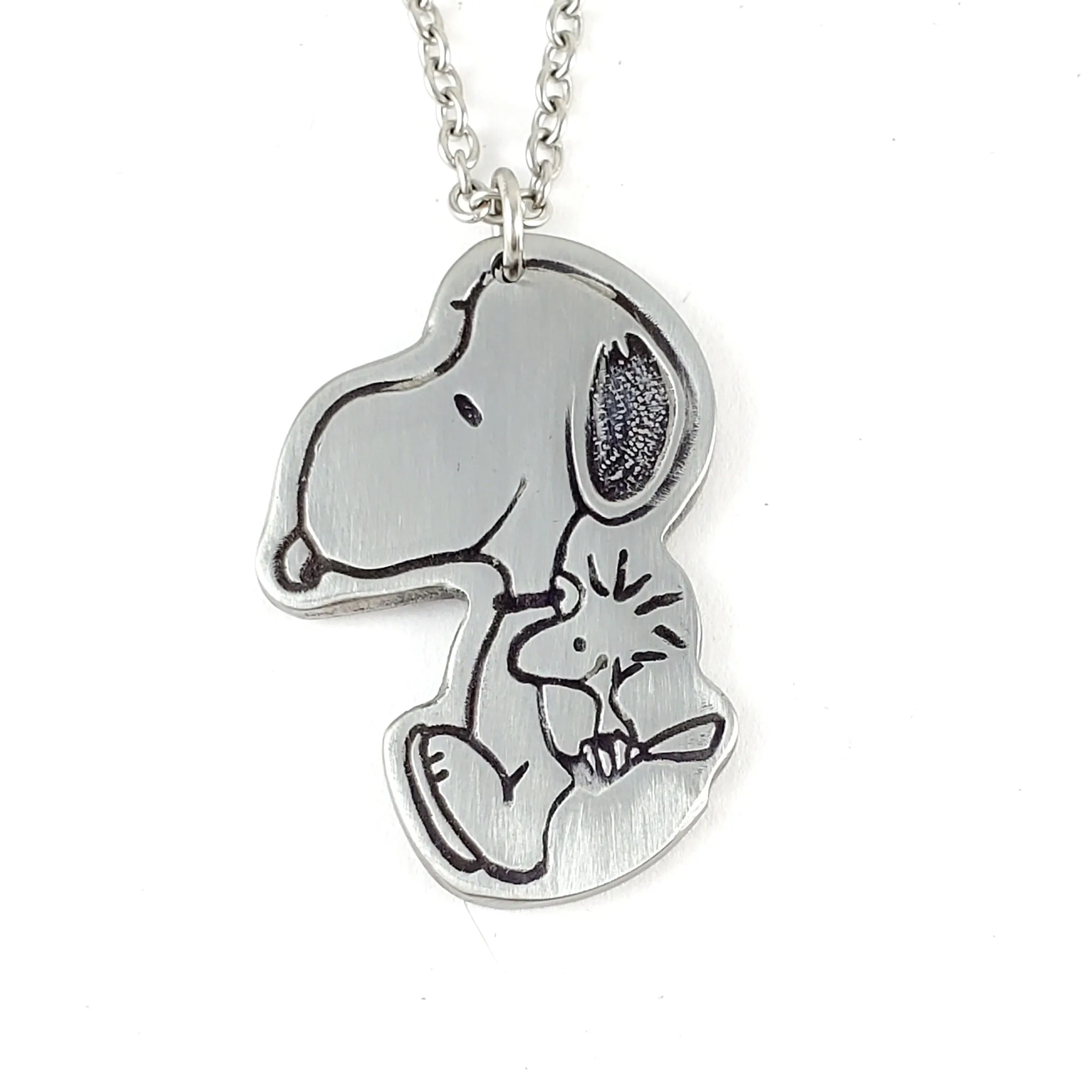 Snoopy & Woodstock Sitting Stainless Steel Spoon Necklace