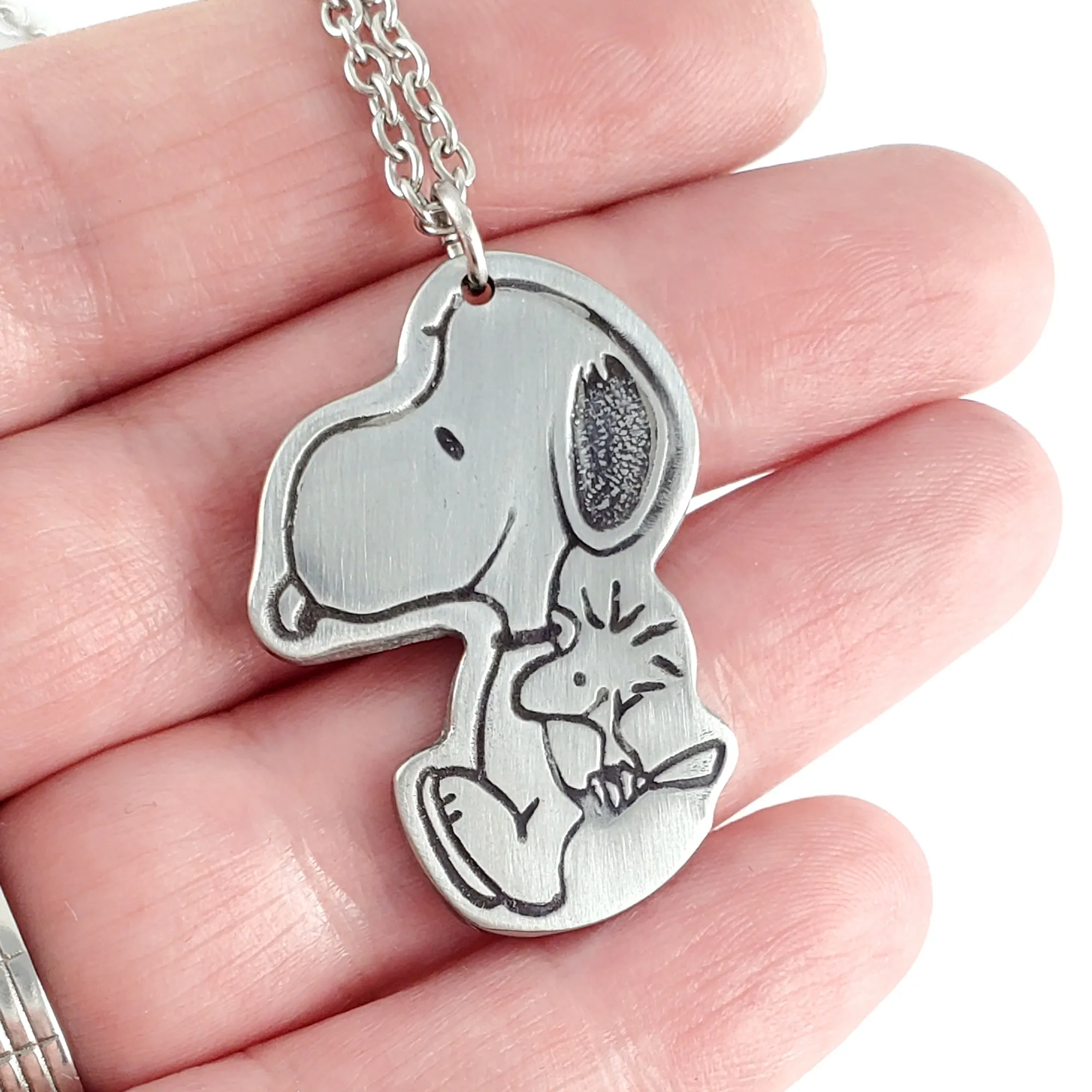 Snoopy & Woodstock Sitting Stainless Steel Spoon Necklace