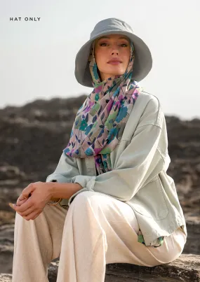 Soft Sage - Bucket Hat - Plain Crinkled Chiffon