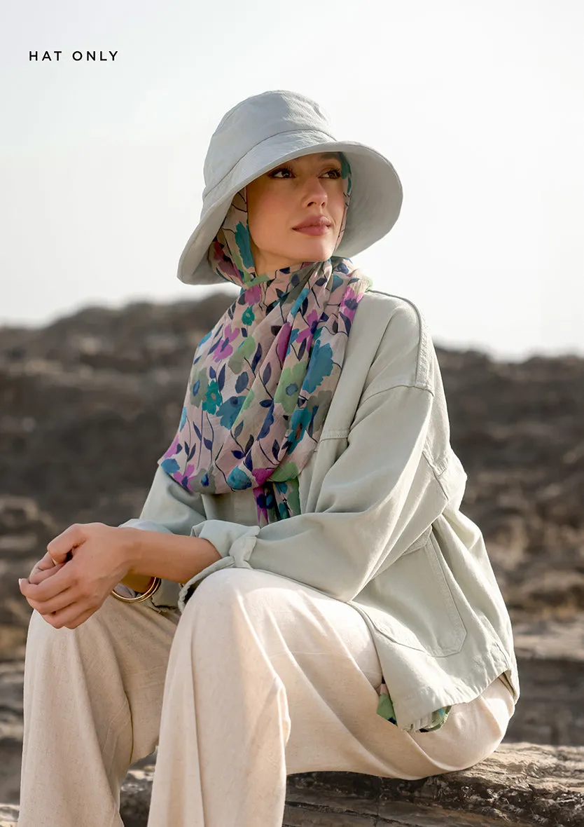 Soft Sage - Bucket Hat - Plain Crinkled Chiffon