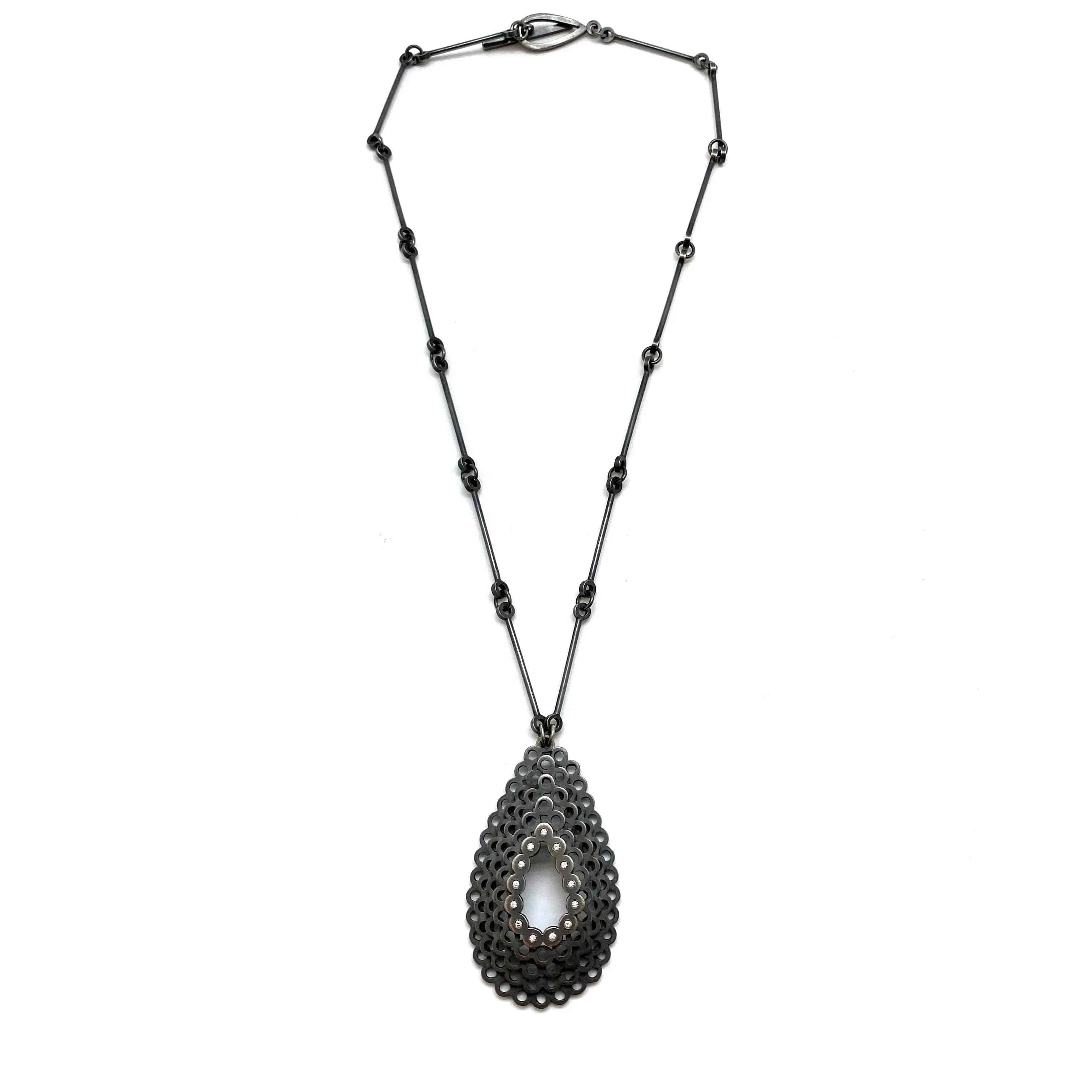 Stacked Diamond Teardrop Necklace