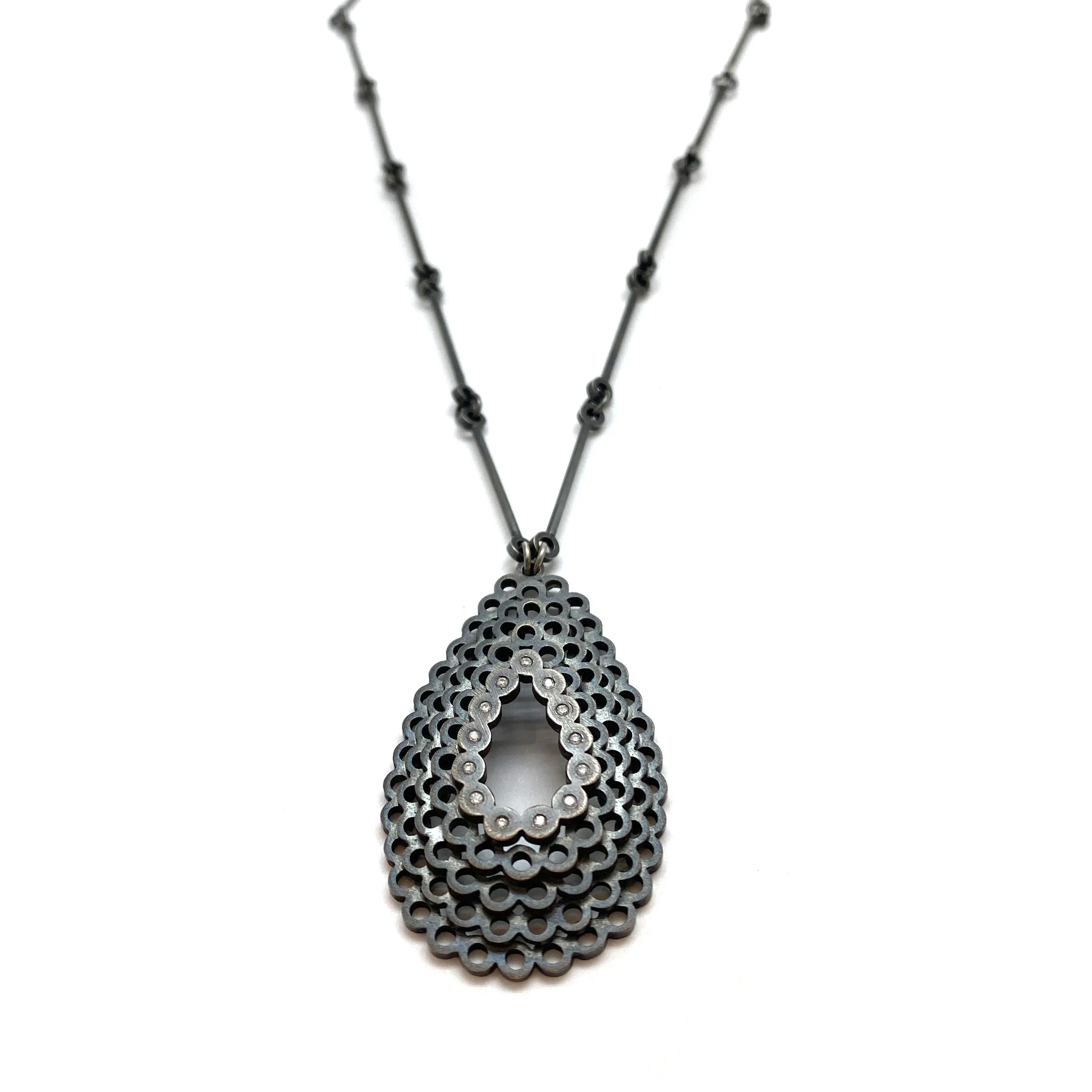 Stacked Diamond Teardrop Necklace