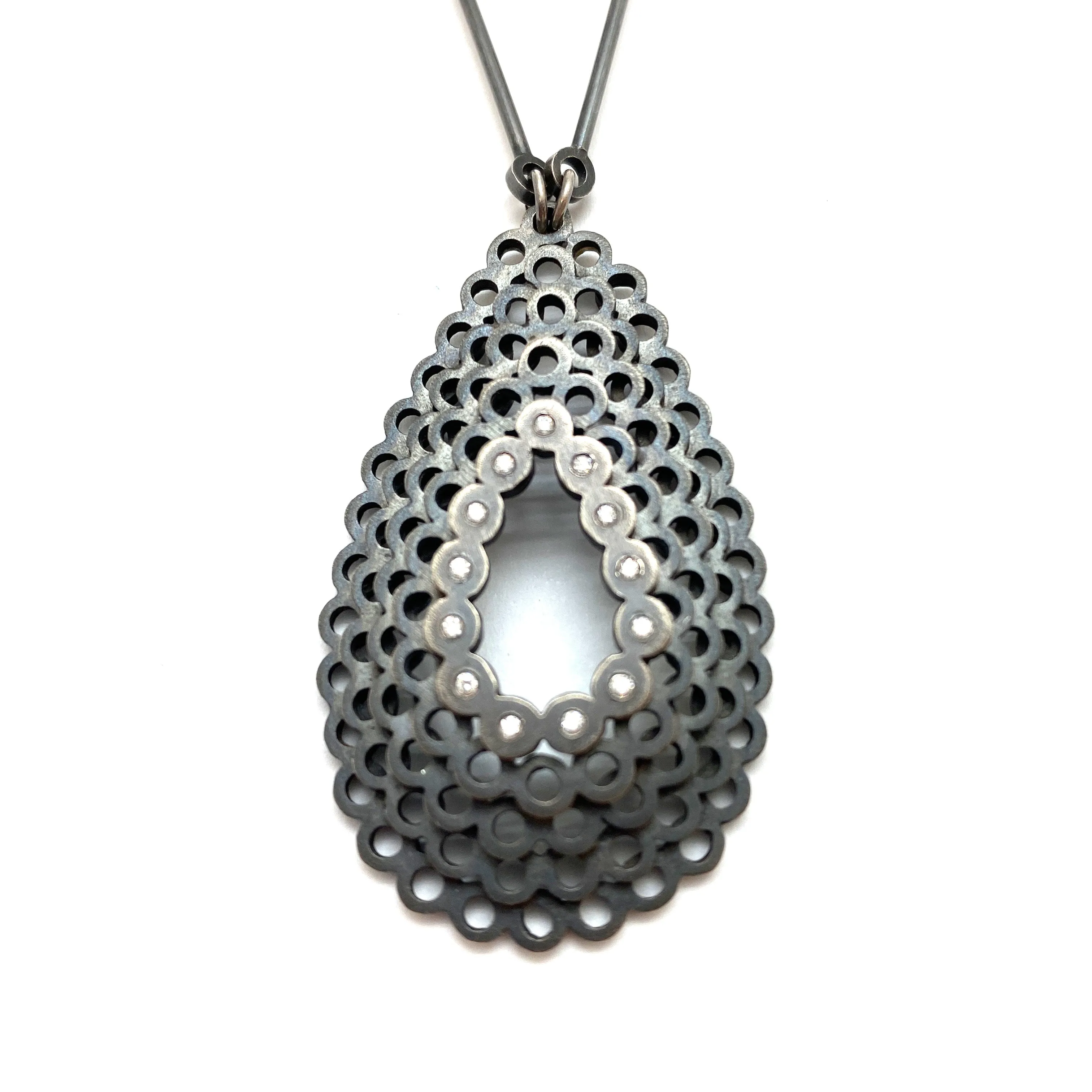 Stacked Diamond Teardrop Necklace