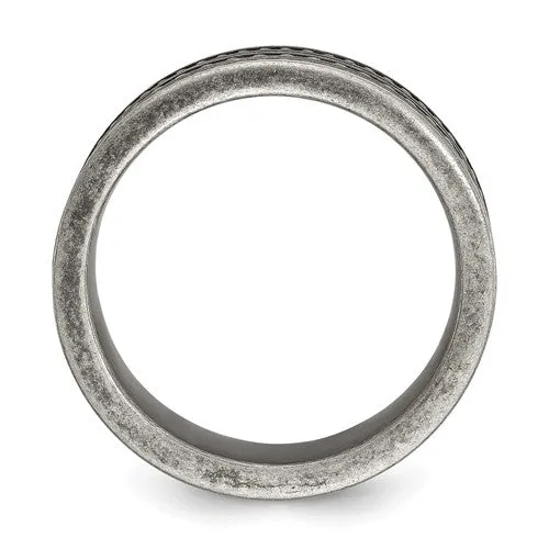 Stainless Steel Flat Shape Antiqued Gun Metal Ring