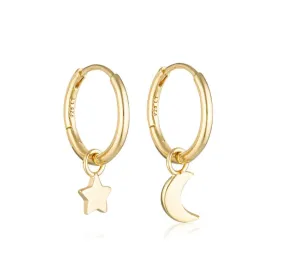 Star   Moon Huggie Hoop Earring