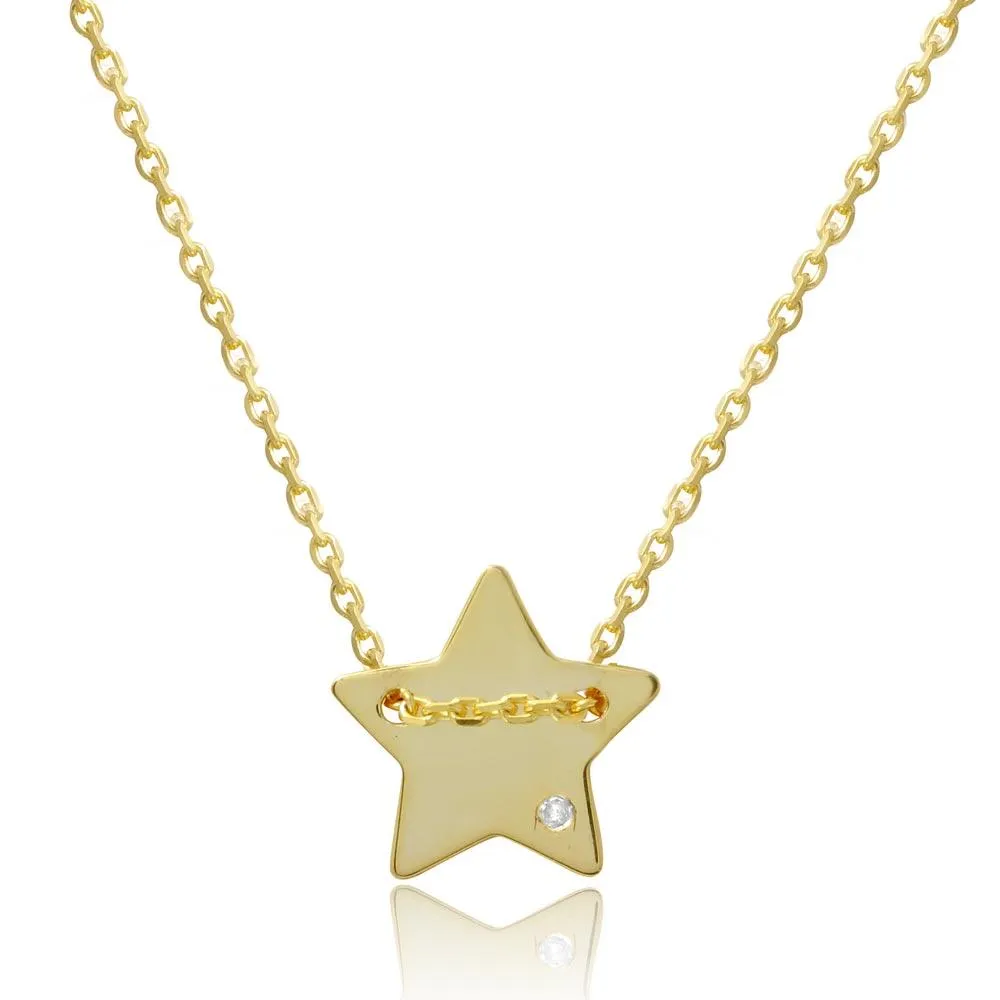 Star Shaped Necklace with CZ