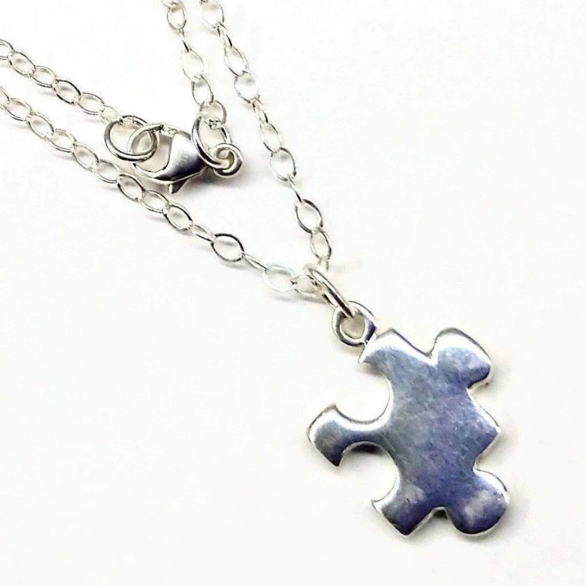 Sterling Silver Autism Awareness Puzzle Piece Chain Necklace