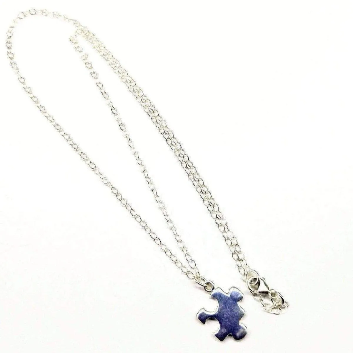 Sterling Silver Autism Awareness Puzzle Piece Chain Necklace