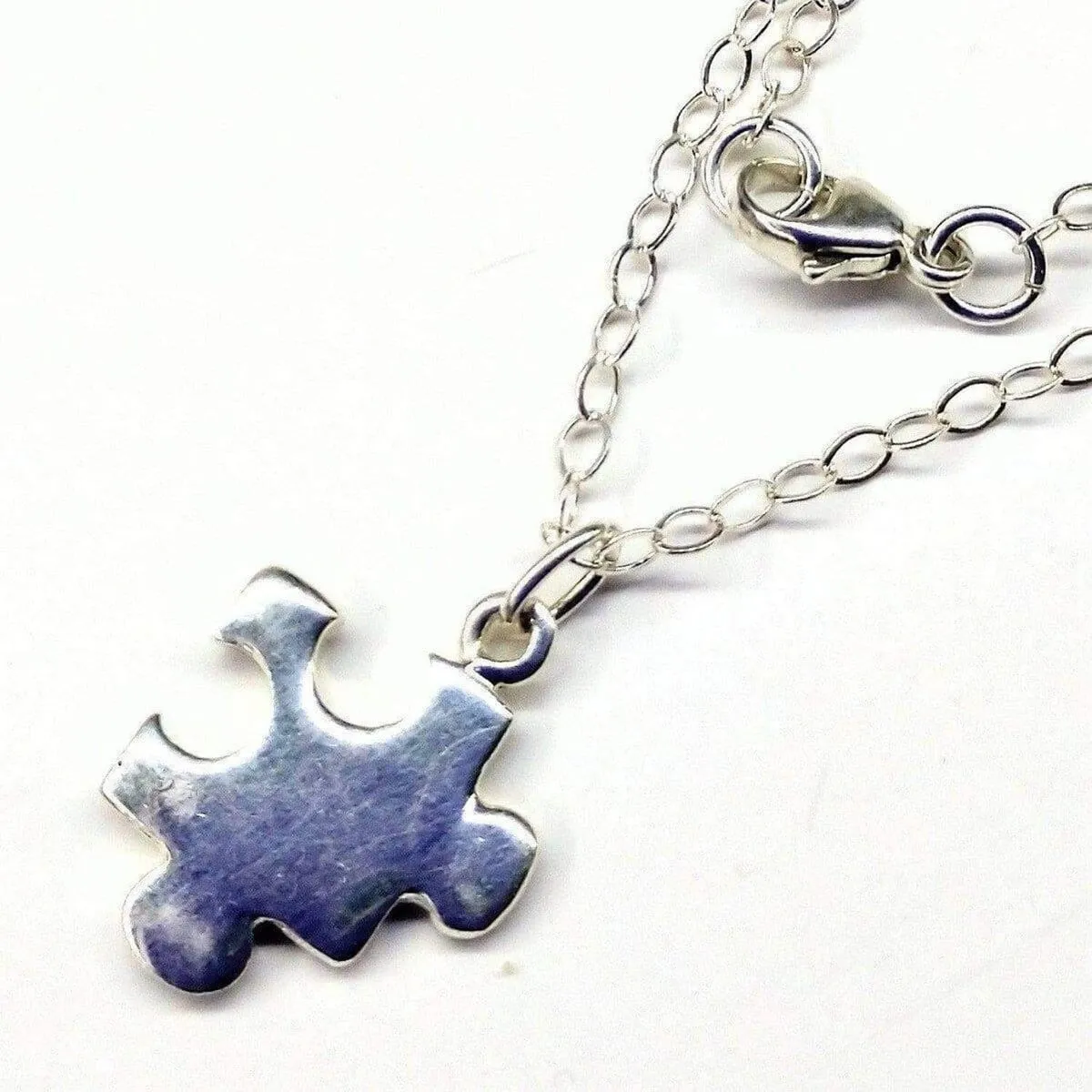 Sterling Silver Autism Awareness Puzzle Piece Chain Necklace