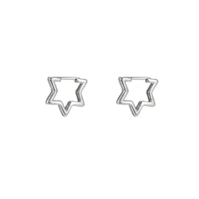 Sterling Silver Star Huggie Hoop Earrings