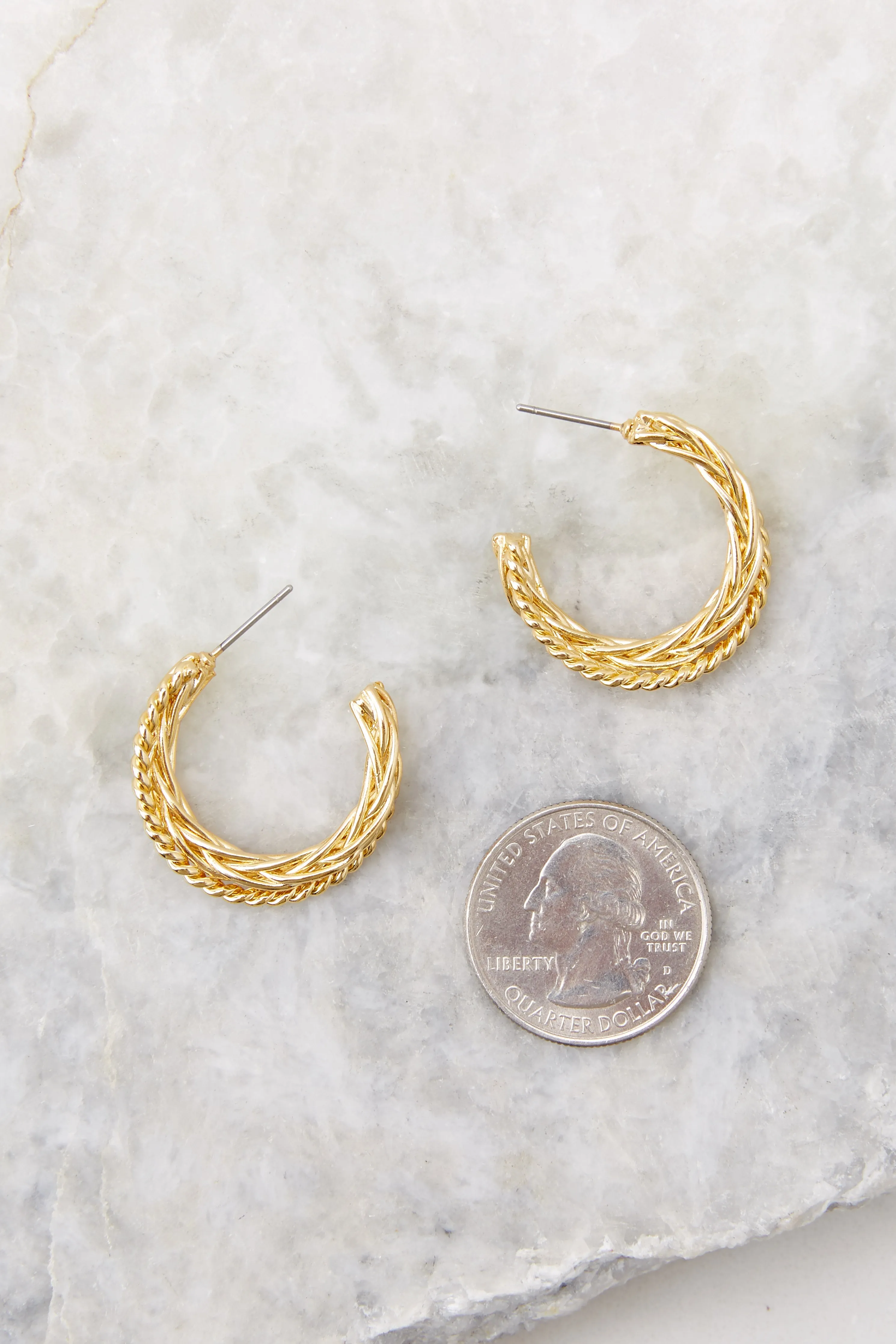 Strands Of Time Gold Hoop Earrings