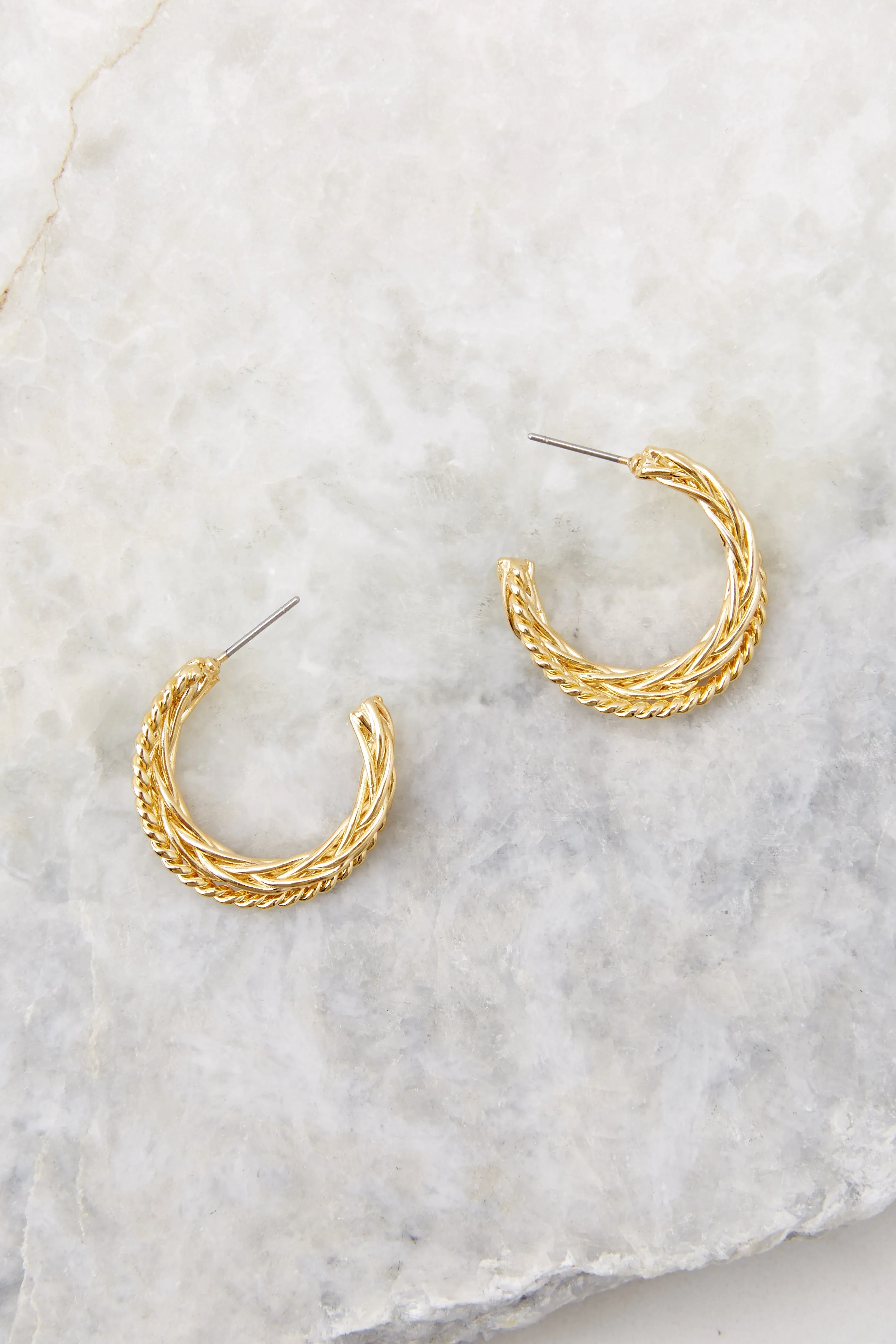 Strands Of Time Gold Hoop Earrings