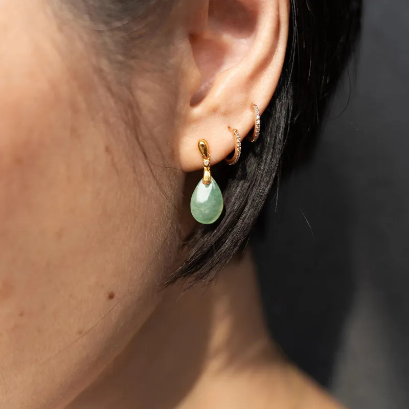 Teardrop Jade Earrings with Diamond