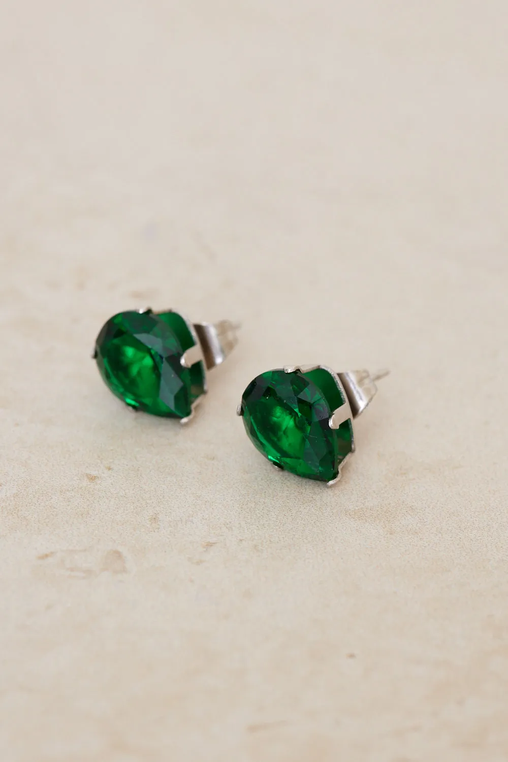 Teardrop Stud Earrings - Jade Green