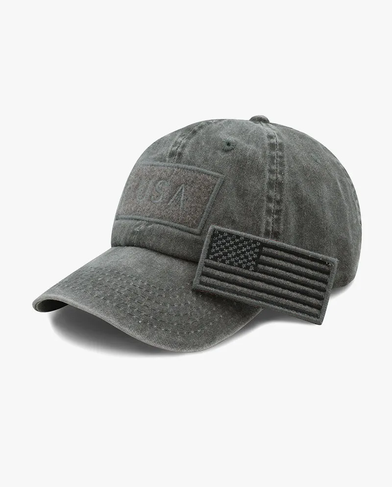 The Hat Depot - Pigment Low Profile USA flag Patch Baseball Cap