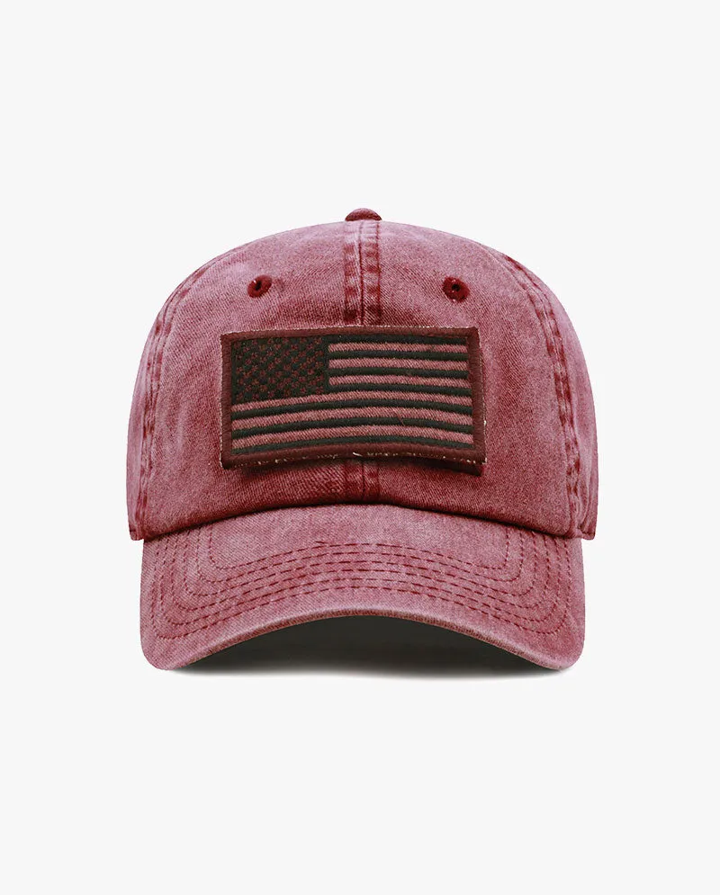 The Hat Depot - Pigment Low Profile USA flag Patch Baseball Cap