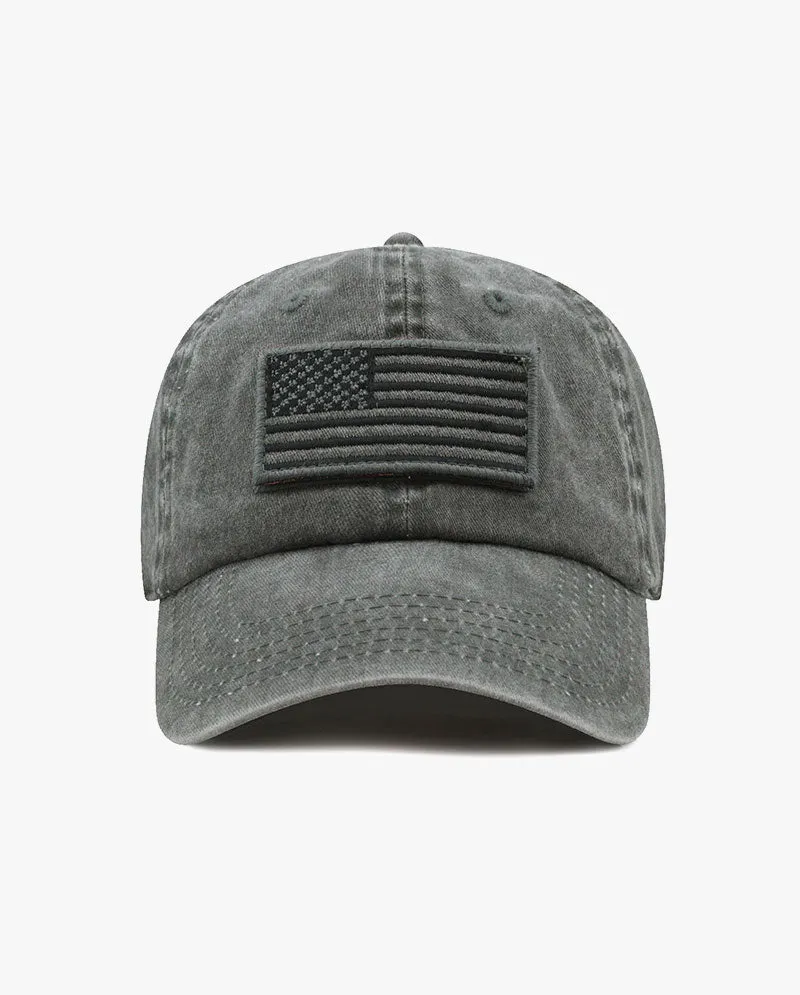 The Hat Depot - Pigment Low Profile USA flag Patch Baseball Cap