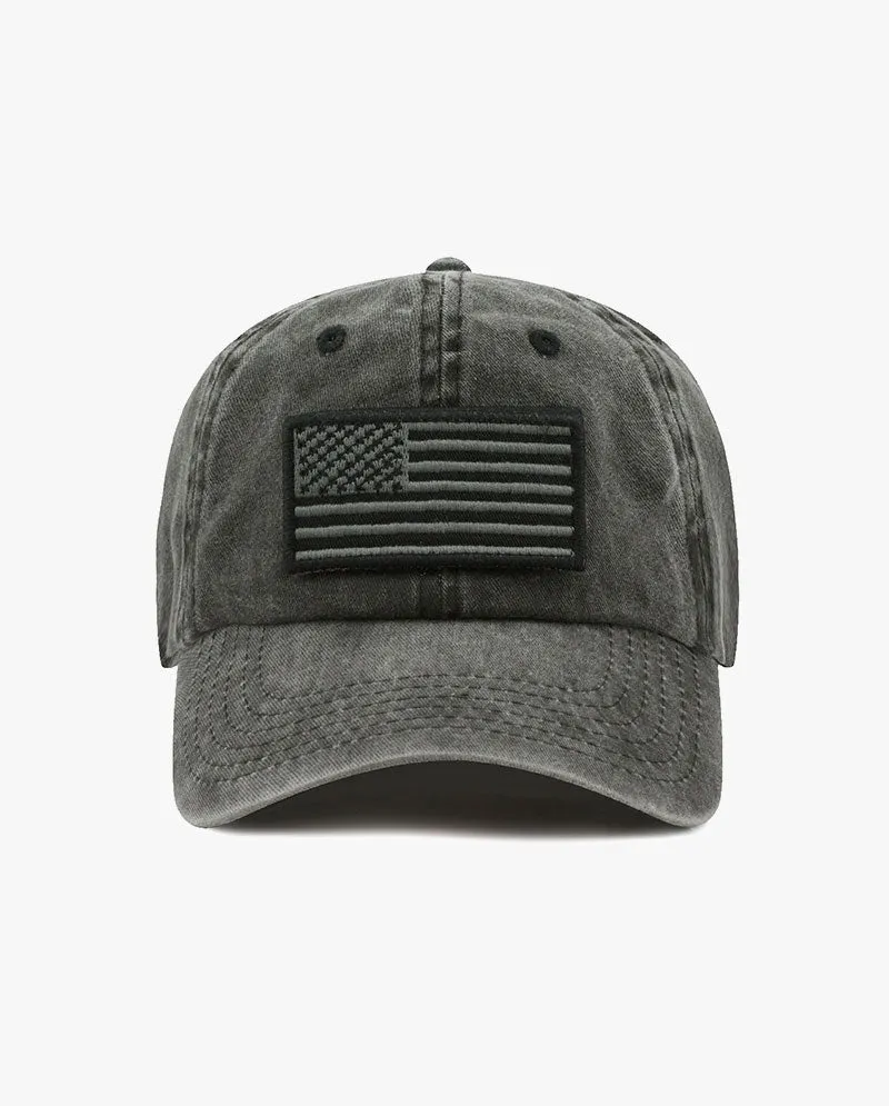 The Hat Depot - Pigment Low Profile USA flag Patch Baseball Cap