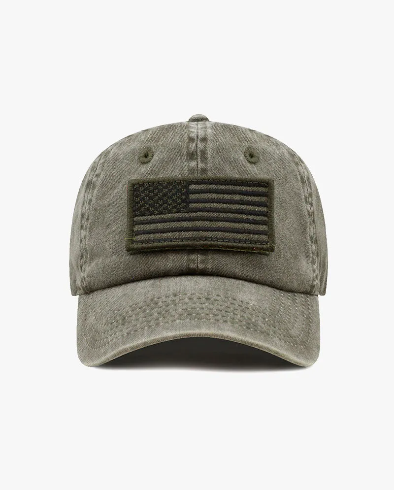 The Hat Depot - Pigment Low Profile USA flag Patch Baseball Cap