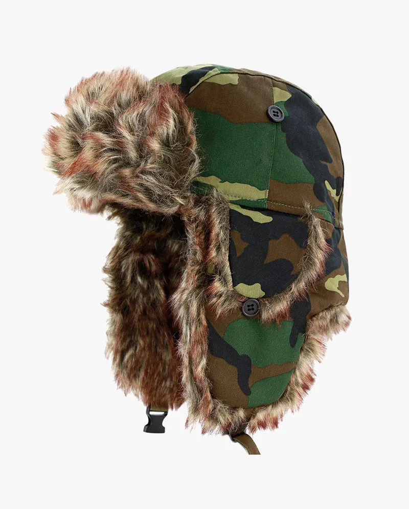 The Hat Depot - Plain Faux Fur Aviator Trapper