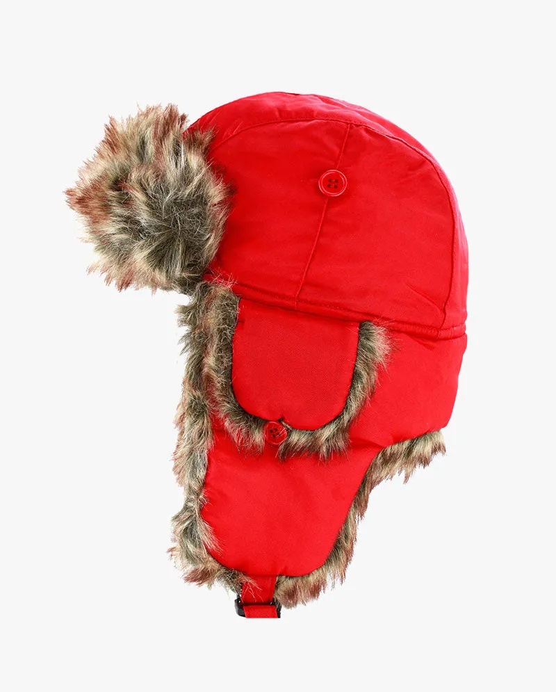 The Hat Depot - Plain Faux Fur Aviator Trapper