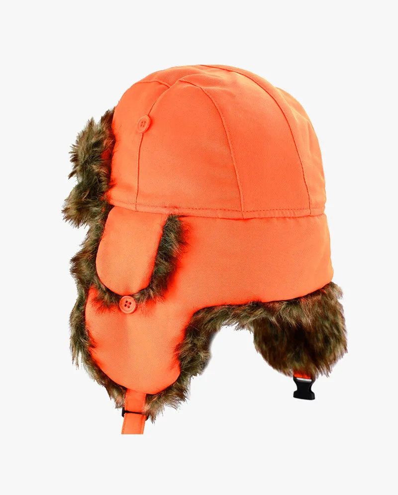 The Hat Depot - Plain Faux Fur Aviator Trapper