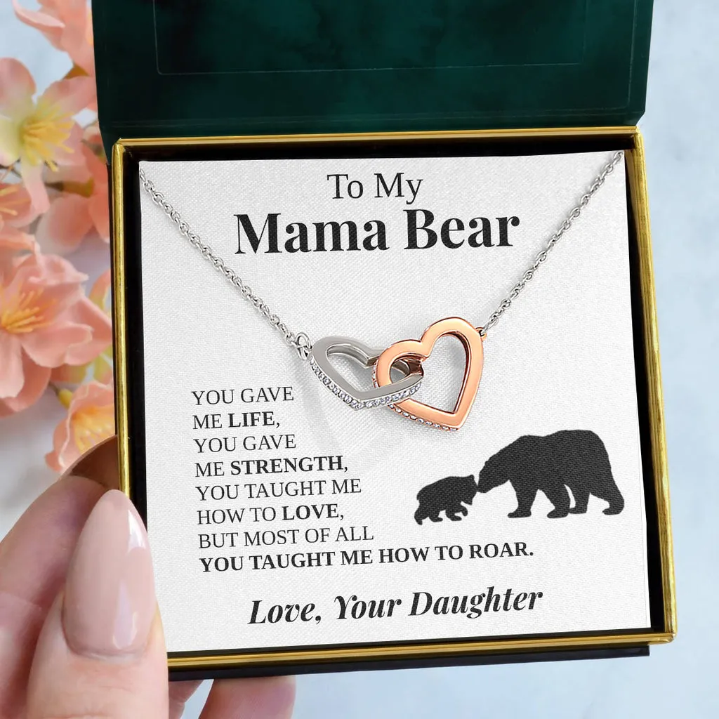 To My Mama Bear Necklace, Mama Bear Jewelry from Daughter, Interlocking Hearts Necklace, Mother's Day Gift