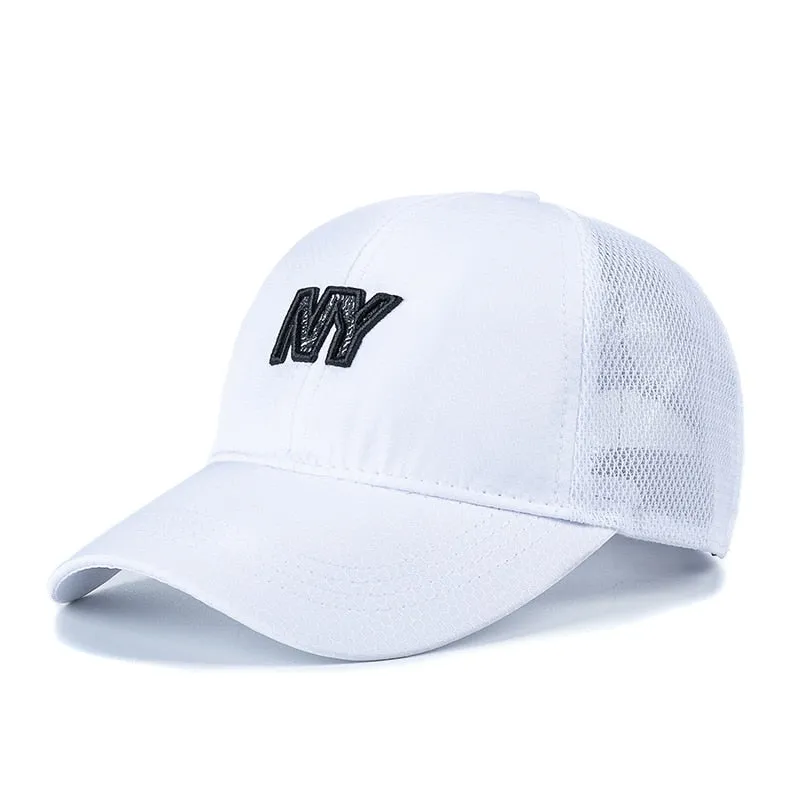 Unisex Stylish Cap Quick Dry Hats For Men & Women Fashion NY Embroidery Baseball Cap Outdoor Sports Streetwear Mesh Trucker Hat