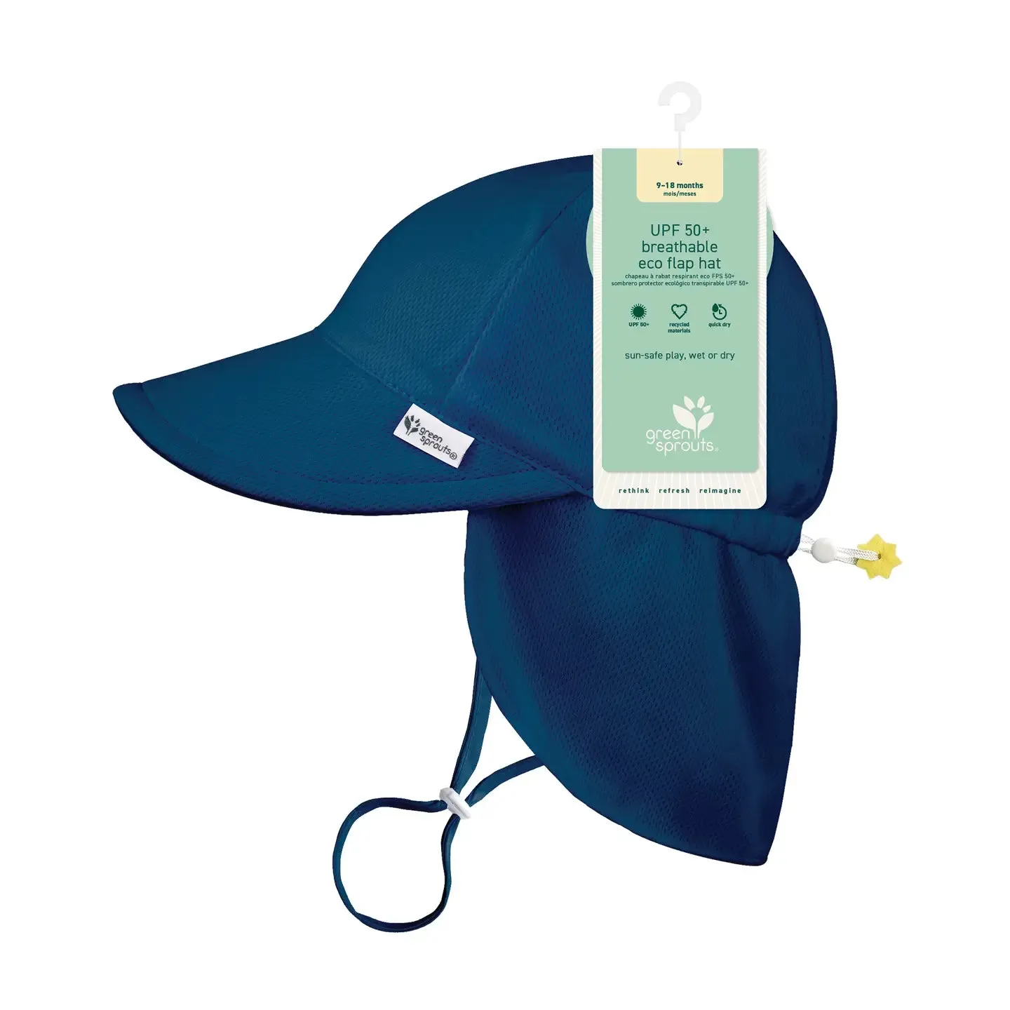 Upf 50  Breathable Eco Flap Hat in Navy